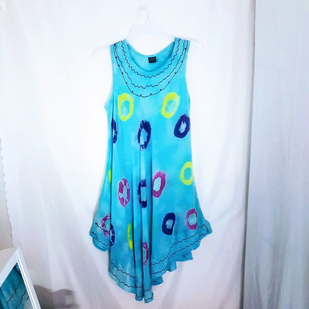 #C37 Light Blue Tie Dye Sundress